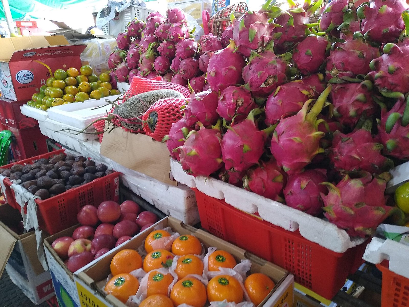 A produce stall at a Cambodian market